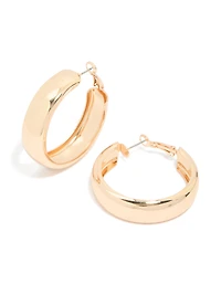 Gold Chubby Flat Hoop Earrings