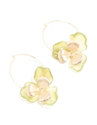Boucles d’oreilles en forme de cerceau en acrylique vert doré