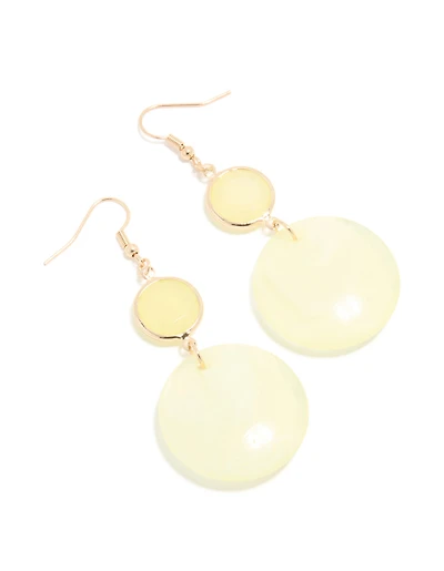Gold Green Acrylic Circle Drop Earrings