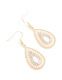 Boucles d’oreilles en filigrane en forme de goutte d’eau en diamant doré