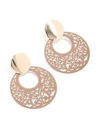 Boucles d’oreilles tombantes en filigrane doré et brun