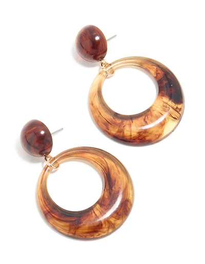 Boucles d’oreilles rondes en acrylique brune à cercle ouvert