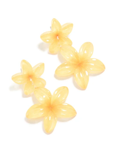 Yellow Acrylic Frangipani Flower Drop Earrings