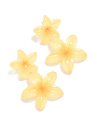 Yellow Acrylic Frangipani Flower Drop Earrings