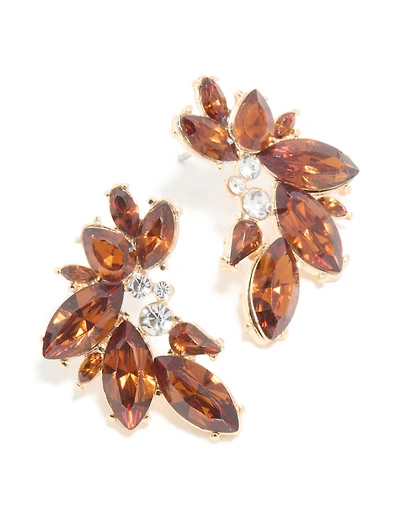 Boucles d’oreilles en éventail en éventail Diamante Marquise en dor-brun