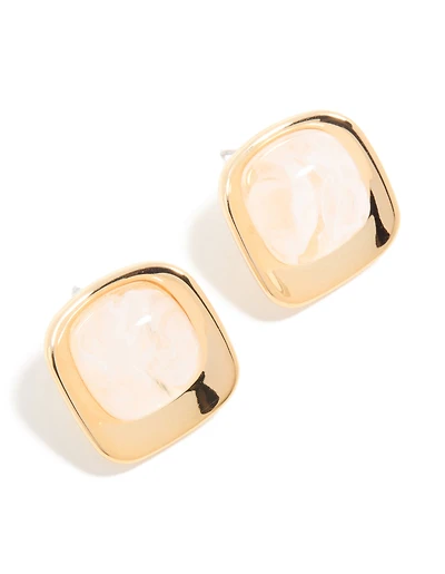 Gold Marble Centre Stud Earrings