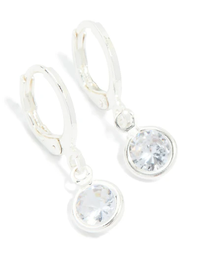 Silver Cubic Zirconia Huggie Earrings
