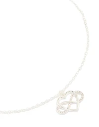 Silver Diamante Open Heart Infinity Pendant Necklace