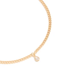 Collier cubain en diamant doré et poire