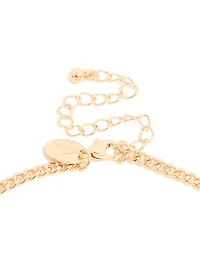 Gold Diamante Pear Cuban Link Necklace