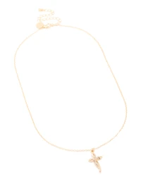 Gold Diamante Twist Cross Necklace
