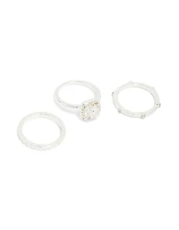 Silver Diamante Engagement Rings 3-Pack