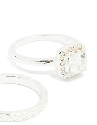Silver Diamante Engagement Rings 3-Pack