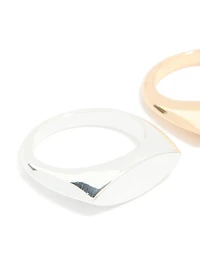 Mixed Metal Oval Signet Rings 2-Pack