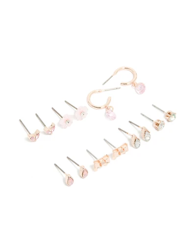 Boucles d’oreilles en zircone cubique en zircone en or rose en pack de 7