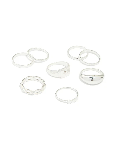 Silver Bubble Star Chain Rings 8-Pack