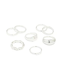 Silver Bubble Star Chain Rings 8-Pack