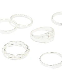 Silver Bubble Star Chain Rings 8-Pack