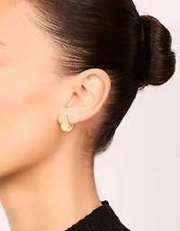 Gold Plated Cubic Zirconia Celestial Huggie Earrings