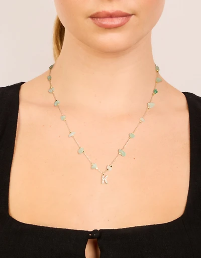 Collier semi-précieux en zircone cubique en zircone vert plaqué or