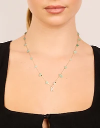 Collier semi-précieux en zircone cubique en zircone vert plaqué or
