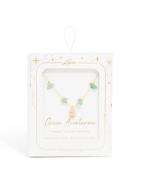 Gold Plated Green Aventurine Semi Precious Stone Cubic Zirconia Letter S Necklace