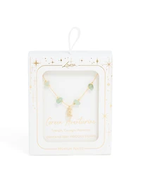 Gold Plated Green Aventurine Semi Precious Stone & Cubic Zirconia Letter E Necklace