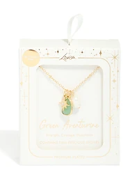Gold Plated Brass Green Semi-Precious Stone Celestial Necklace