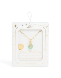 Gold Plated Green Aventurine Semi-Precious Cubic Zirconia Doughnut Necklace