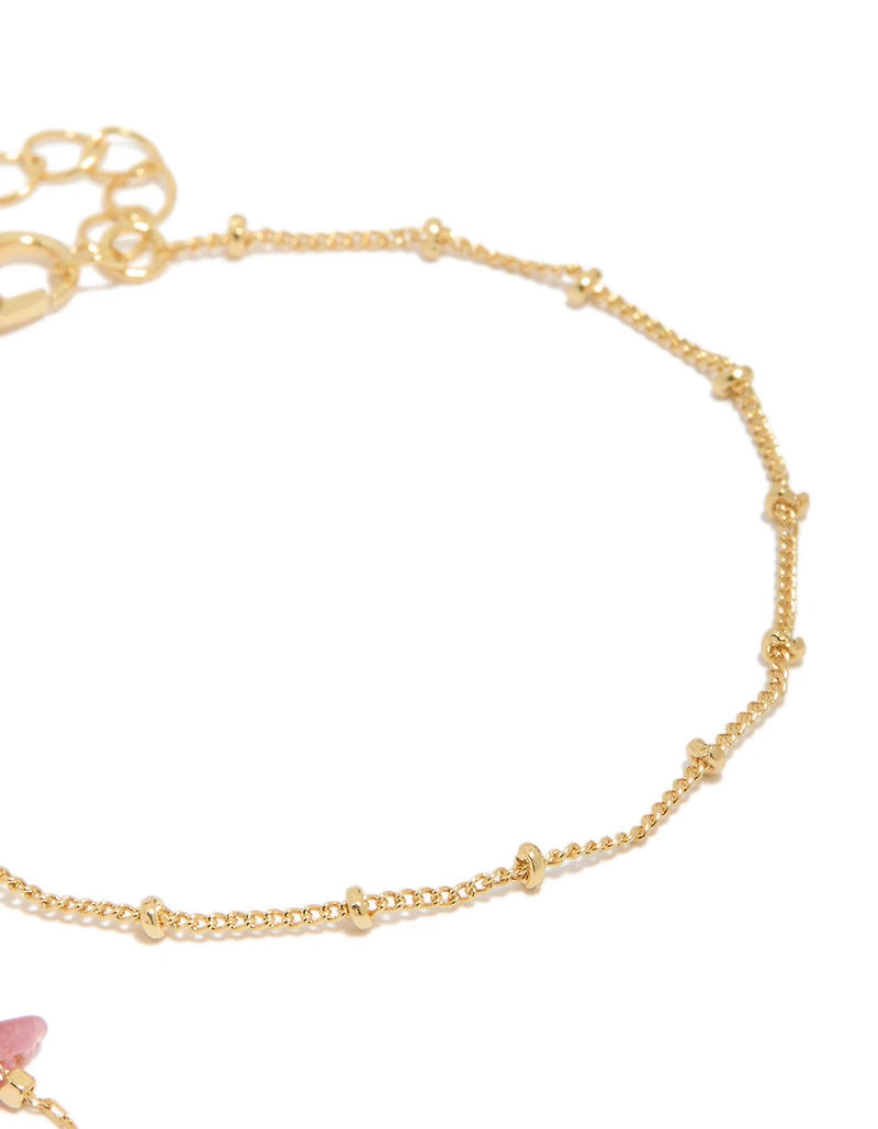 Gold Plated Semi-Precious Stones & Fob Bracelet Set