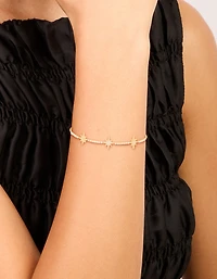 Bracelet à bascule en étoiles cubiques en zircone plaqué or