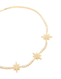 Bracelet à bascule en étoiles cubiques en zircone plaqué or