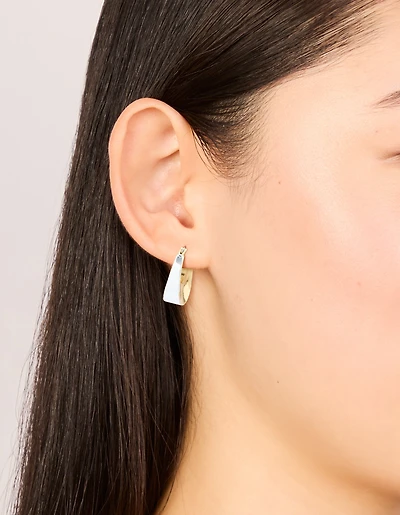 Petites boucles d’oreilles à cerceaux plats gradués plaqués en métal mixte