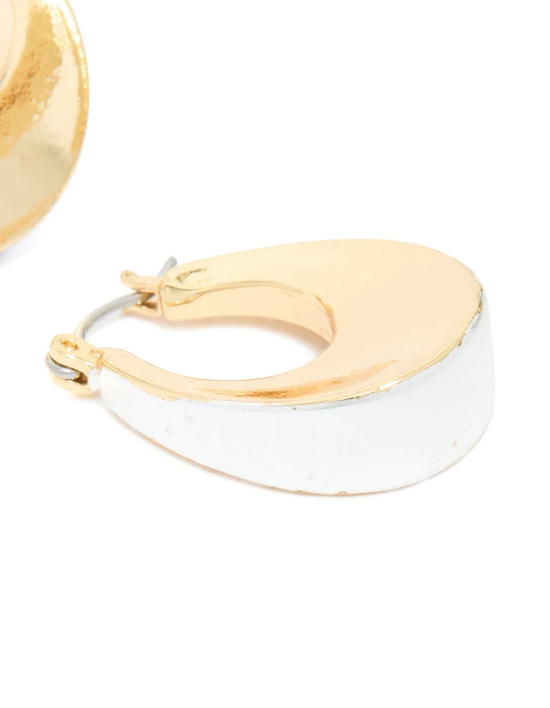 Mixed Metal Plated Small Graduated Flat Hoop Earrings