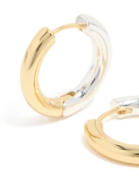 Mixed Metal Plated Classic Hoop Earrings