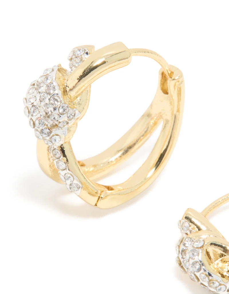 Mixed Metal Plated Diamante Medium Knot Hoop Earrings