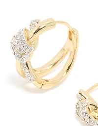 Mixed Metal Plated Diamante Medium Knot Hoop Earrings