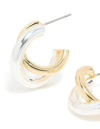 Mixed Metal Plated Small Twisted Hoop Earrings