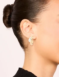 Grandes boucles d’oreilles à anneaux à motif d’illusion plaquées en métal mixte