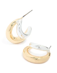 Mixed Metal Plated Large Illusion Hoop Earrings