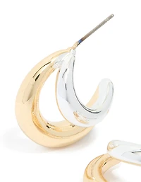 Mixed Metal Plated Large Illusion Hoop Earrings