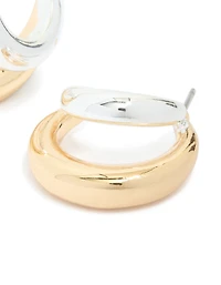 Mixed Metal Plated Large Illusion Hoop Earrings
