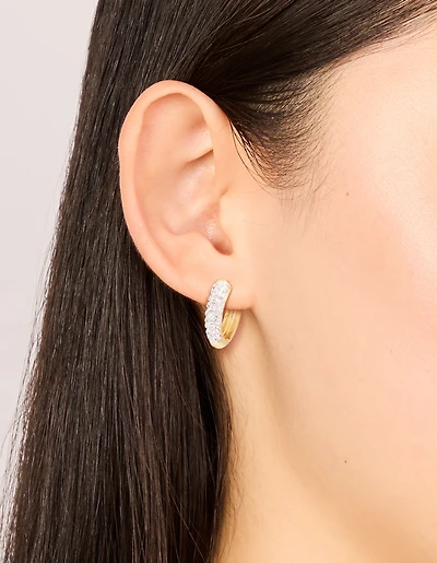 Boucles d’oreilles à anneaux diamants classiques plaquées métaux mixtes