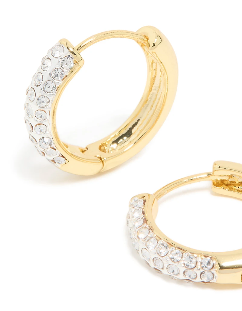 Mixed Metal Plated Classic Diamante Hoop Earrings