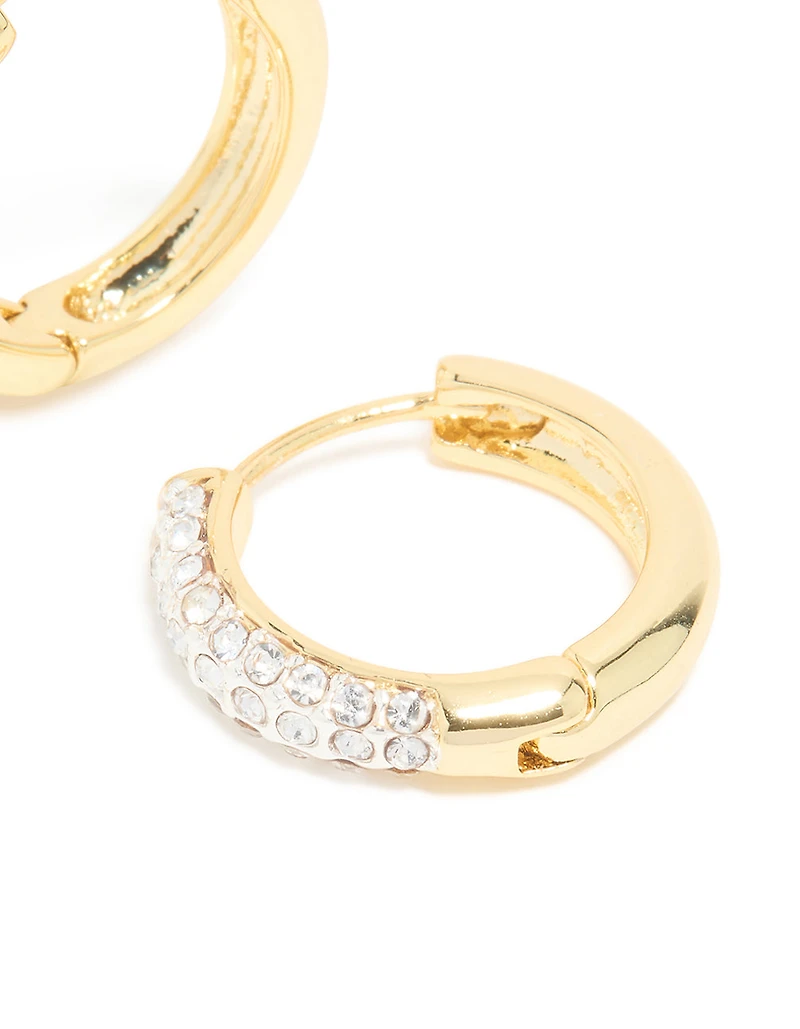 Mixed Metal Plated Classic Diamante Hoop Earrings