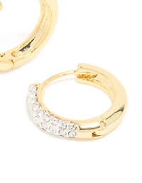 Mixed Metal Plated Classic Diamante Hoop Earrings