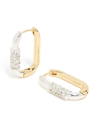 Petites boucles d’oreilles Huggie en diamant plaquées métal mixte