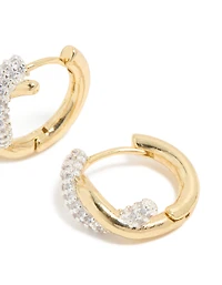 Mixed Metal Plated Cubic Zirconia Small Knot Hoop Earrings