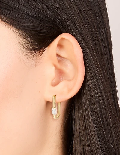 Mixed Metal Plated Carabiner Huggie Earrings