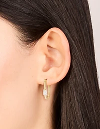 Mixed Metal Plated Carabiner Huggie Earrings